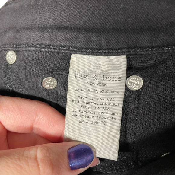 Rag and Bone Nina High Rise Skinny Black Jeans Denim Size 28 - Picture 11 of 12
